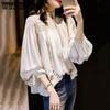 Printed Shirt for Women Spring and Autumn Stand Up Collar Bohemian Style Loose Shirt Top