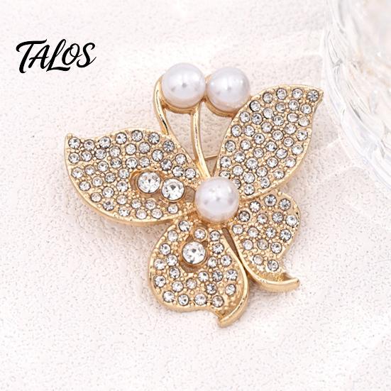Alloy Butterfly Brooch Women Pin, Shape Lapel Pin with Decorative Faux Pearls Rhinestones, Jewelry Accessory for Dresses Coats Jackets Formal Event