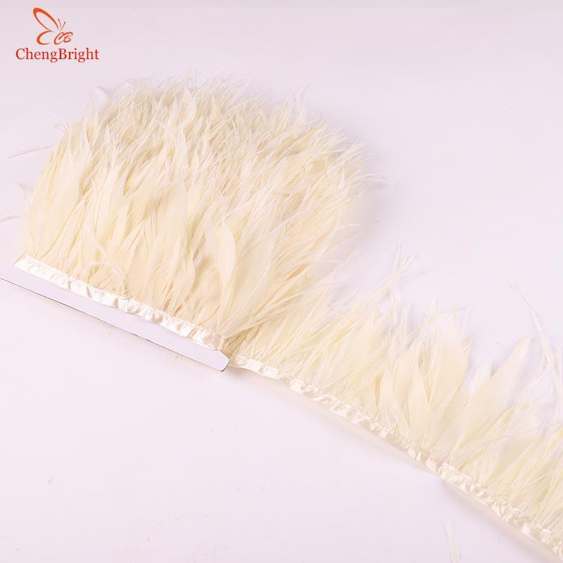 Feather New 50CM White Natural Goose Feather Ostrich Feather Ribbon Mix Ribbon Feathers Trim Fringe Clothing Sewing Decoration