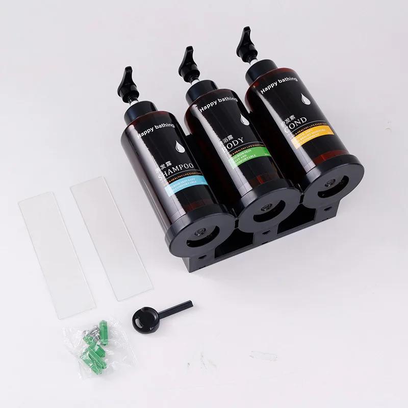 Hotel Shampoo Shower Gel Separate Bottles Wall Mounted No Punching Double Soap Dispenser Plastic Manual Soap Dispensers