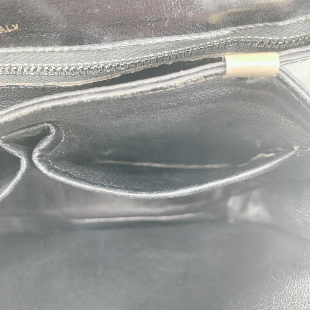 CELINE Vintage Macadam Triomphe Gold Hardware Flap One Semi Shoulder Bag Leather Black Women's Men's Unisex