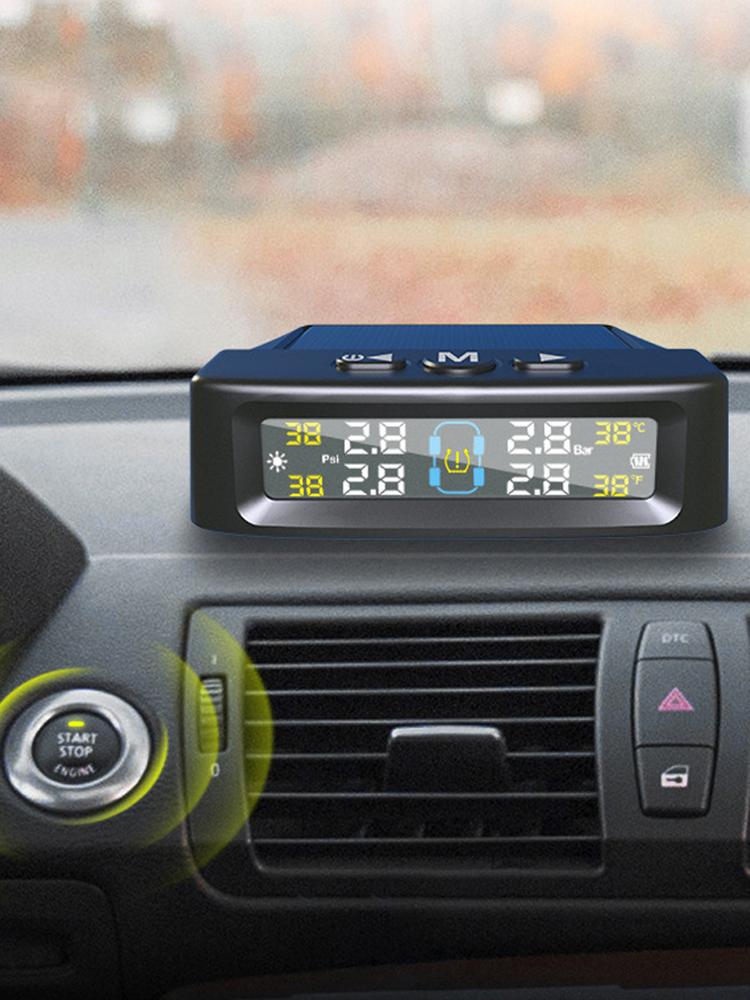 Reifendruckkontrollsystem mit 4 Sensoren USB/Solar TPMS Reifendrucküberwachungssystem für Auto SUV Limousine