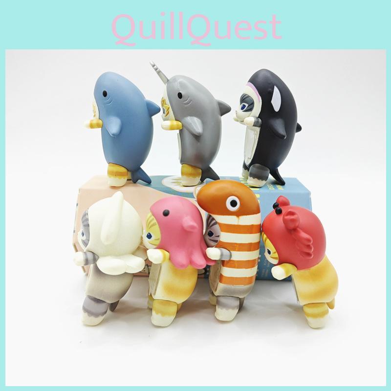 Adorable Cat Fuku Sandy Ocean Animal Plush Figures Blind Box Collectible Toys