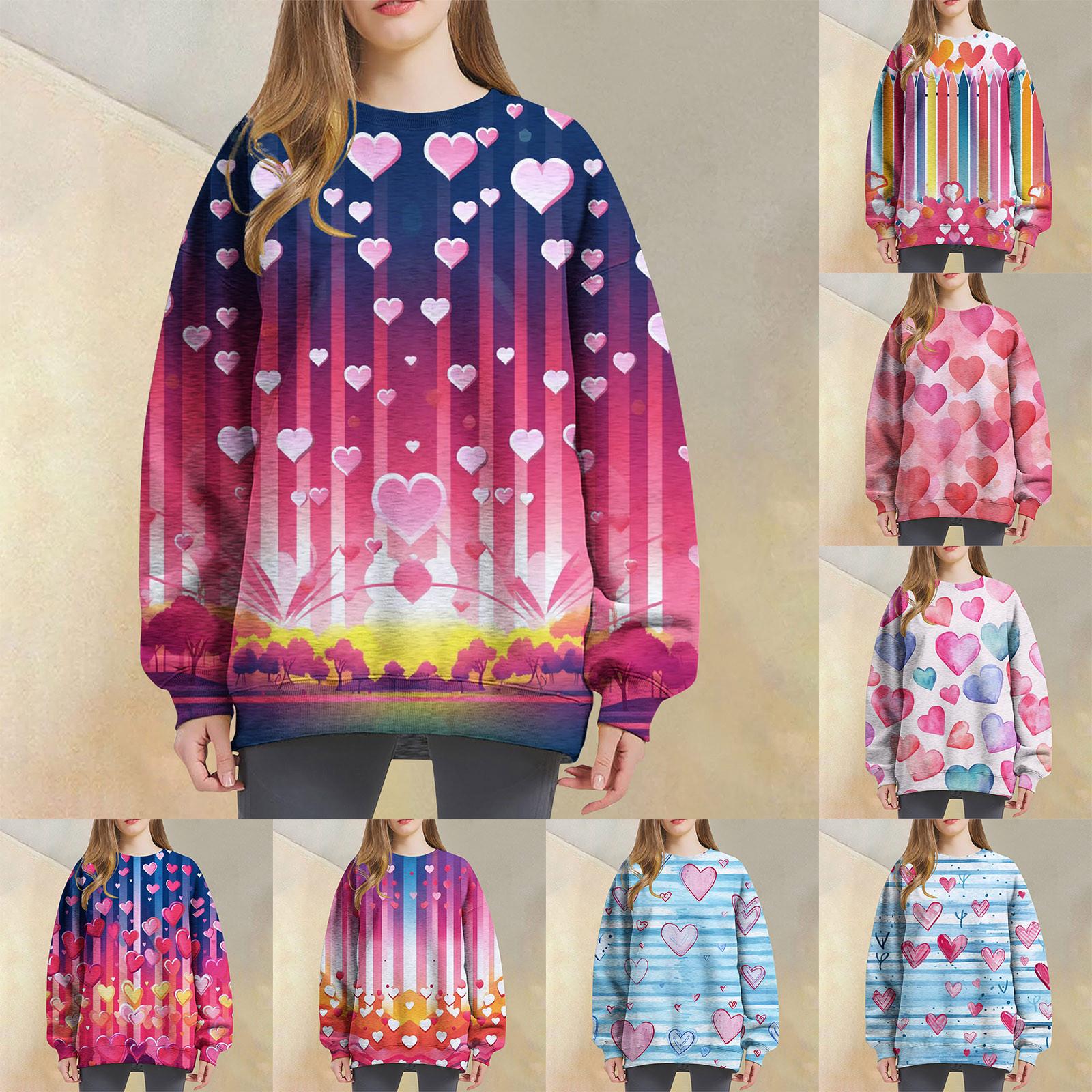 

Женский модный плюшевый пуловер с круглым вырезом и длинными рукавами с принтом Love