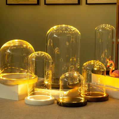 LED Light Glass Display Cover for DIY Flower Building Blocks - Modern Home Decoration