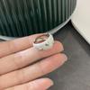 Korean Blogger Style Black & White Heart Drip Oil Ring - Simple, Versatile Stackable Index Finger Ring for Women