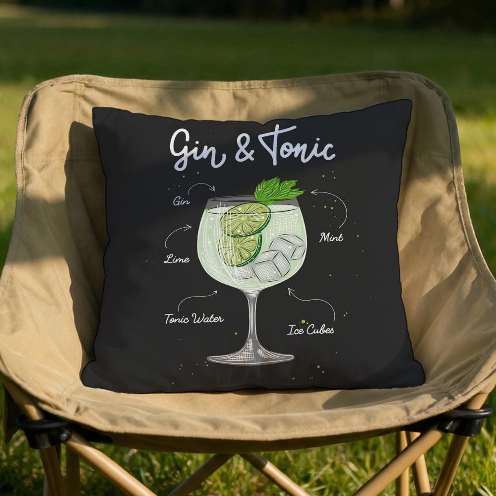 Federa Cuscino Artistica Cocktail Gin Tonic Morbida Reversibile Resistente Copricuscino Uso Multi-Scena per Casa Auto Comfort Quotidiano