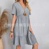 Vestido Feminino de Verão Solto Casual Manga Curta Cintura Elegante