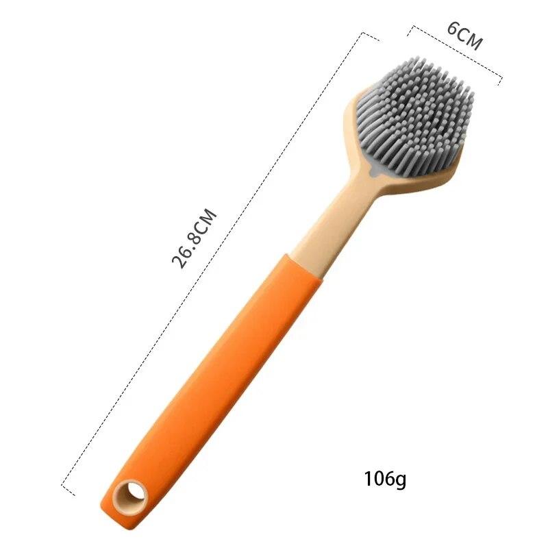 

Кухонная силиконовая щетка для мытья посуды, антипригарная щетка для чистки кастрюль, щетка для чистки посудомоечной раковины, щетка для чистки кухни оранжевый