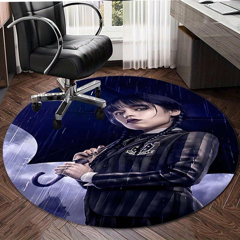 1pc Addams Family Wednesday3 Design Printed Area Round Carpet for Bedroom Living Room Home Decor Rugs Mat Non Slip Mat Rug for Bedside