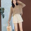 Women's High-Waist Wide-Leg Woolen Shorts - Versatile Winter Layering Pants for Plus Size