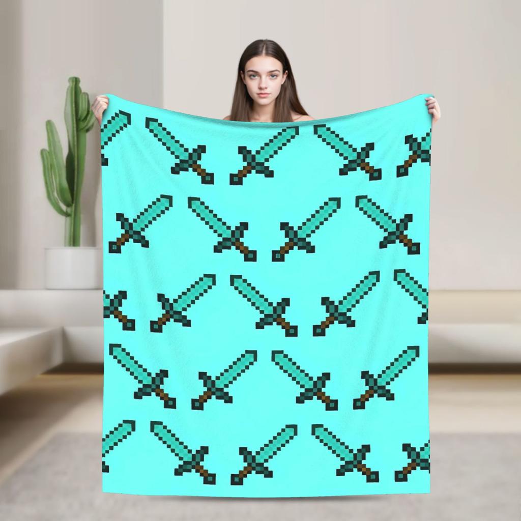 Pig Pixel Game Blanket Quality Warm Soft  Throw Blanket Winter Picnic Couch Chair Sofa Bed Novelty Bedspread