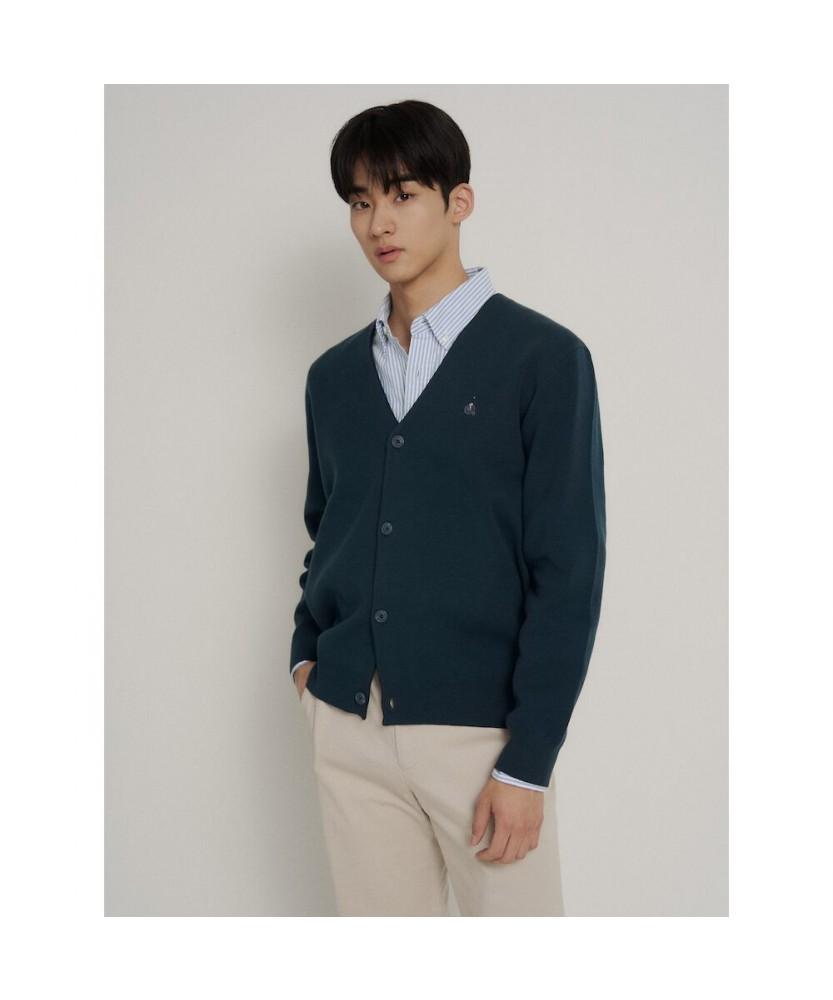 Binpolmen [Essential] Unisex Cotton Barrel B Cardigan Green