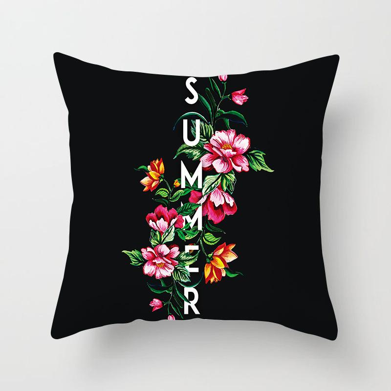 Nordic Green Plant Series Pillow Cover Peach Skin Printed Home Sofa Cushion Cover Pillow