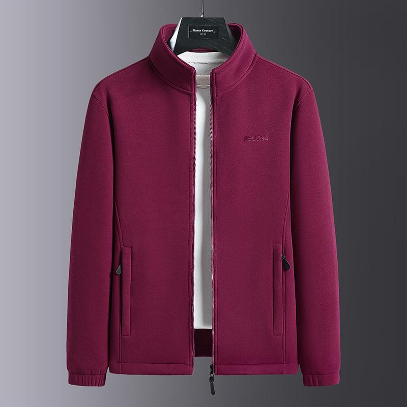 Men's Lambswool Fleece Jacket - Autumn/Winter Velvet Lined, Thick Warm Outerwear for Middle-Aged & Elderly.