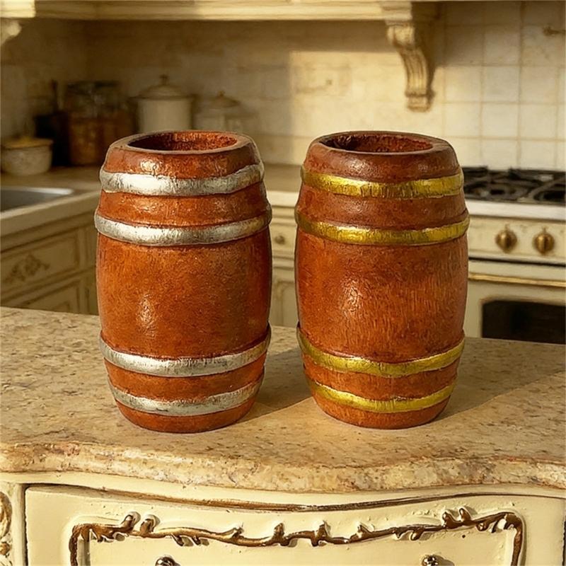 Mini Wooden Beer Barrels for Dollhouses Bar Scene Decoration Beer Festivals and Party Setting Natural Wood