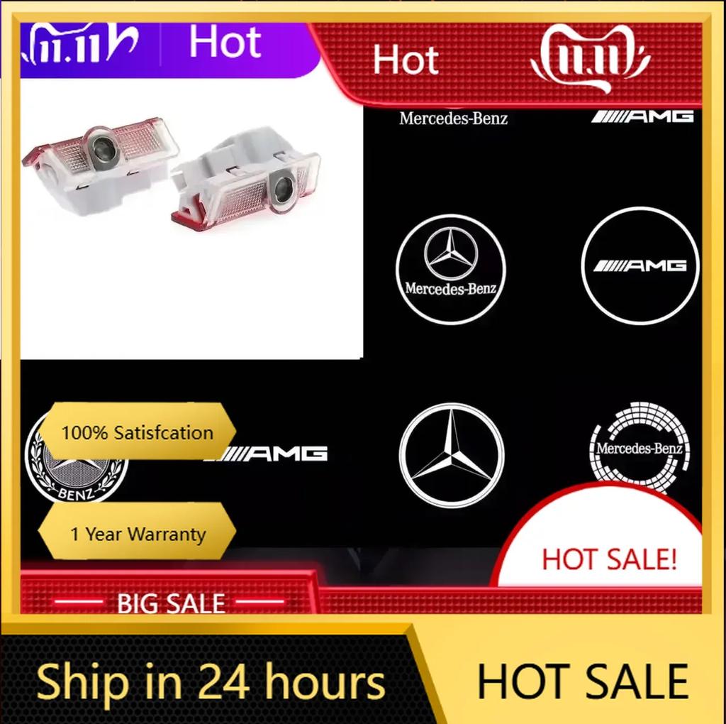 C200 E200 New 2025 For Mercedes Benz Mercedes Benz LED Car Door Light Logo HD Laser Decor Project Ghost Lamp For  W176 W205 W166