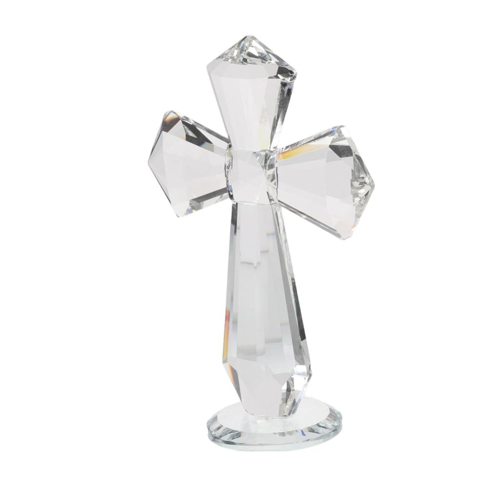 VINTORKY Glass Cross Decorative Cross Statue Christian Cross Figurine Tabletop Cross Figurine Easter Cross Sculpture Blessing