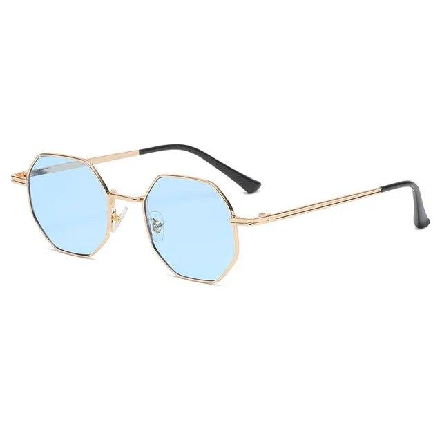Luxusní čtvercové sluneční brýle Muž Žena Móda Malý rám Polygonové sluneční brýle kovové Vintage Retro Octagon Gafas De Sol