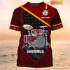 Fashionable Drum Pattern 3D Printed T-shirt, Summer Casual Fashion Short Sleeved Top, Men's Trendy Street Round Neck Clothing