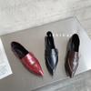 2025 Spring and Autumn New European and American Retro Soft Leather Loafers Women's Pointed Shoes Children's Flat Heels Low Heels Deep Mouth