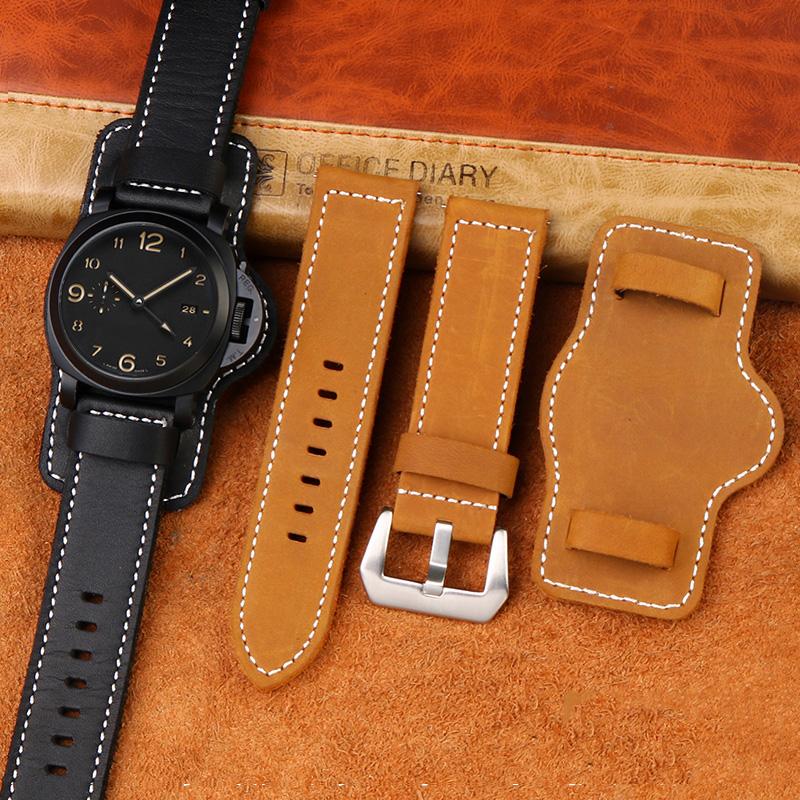 Bracelet de montre Classique POUR Panerai Cuir véritable Homme Série PAM111/441/312 Crazy Horse Ceinture boucle à aiguille 22MM 24MM 26MM
