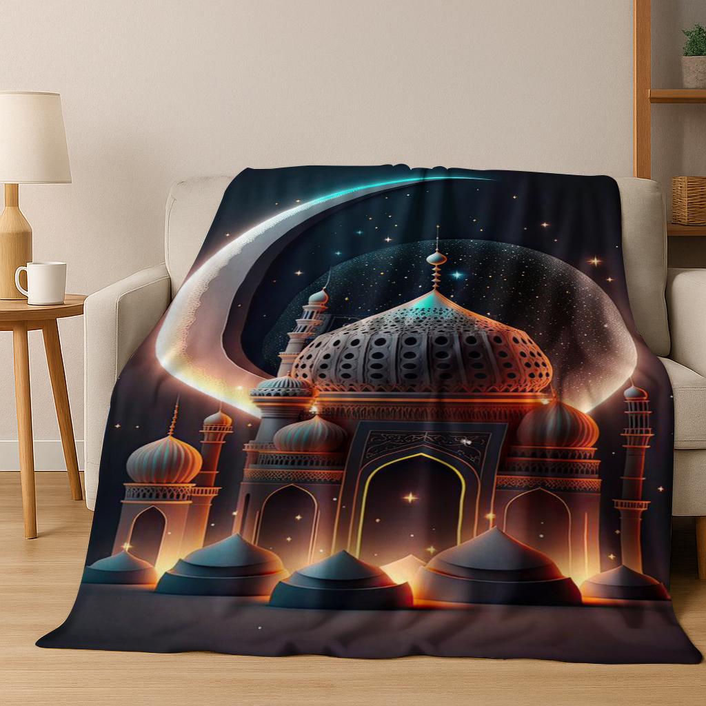 Muslim Islam Mosque Prayer Flannel Blanket Soft Warm Blanket for Bedroom Living Room Bed Office Travel Camping Picnic Gift