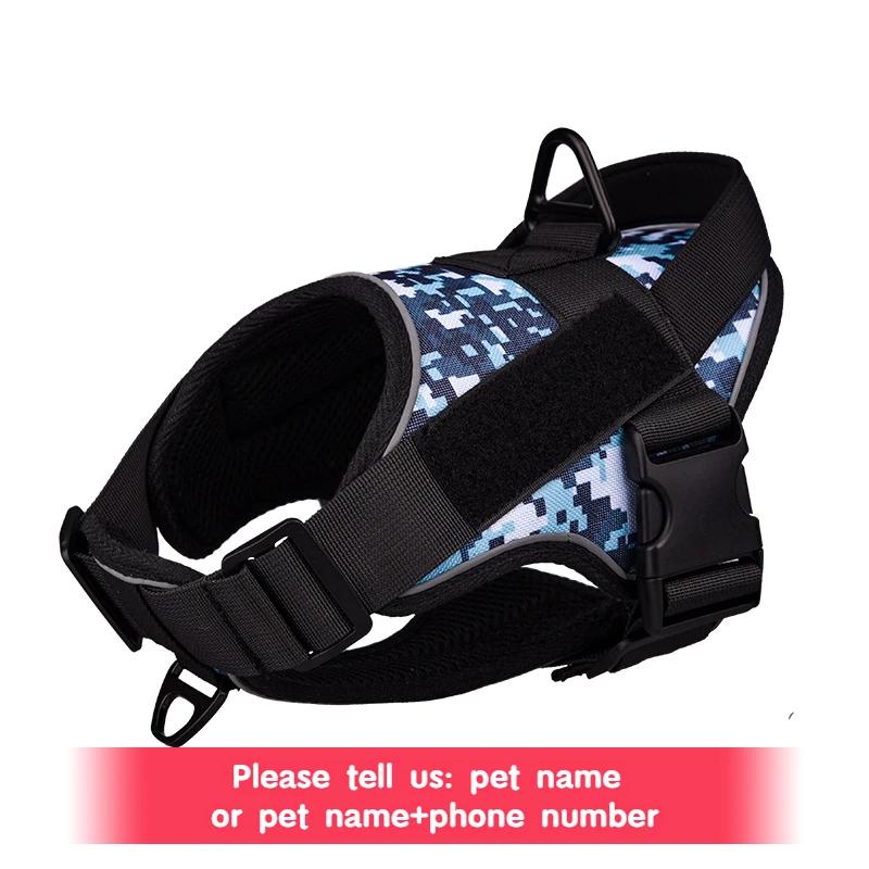 Personalized Tactical Dog Harness Customized Name Tags No Pull Breathable Adjustable Pet Harness  for Medium Large Dog