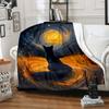 1PC Black Cat Gazes At Vortex Print Adult Children Warm Blankets Home Travel Car Soft and Comfortable Suitable for All Seasons