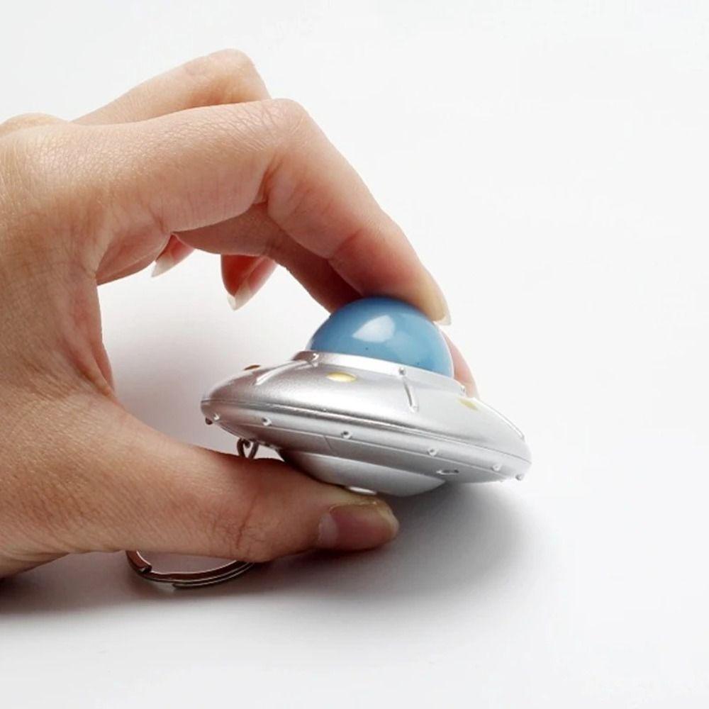 LED Light Flying Disc Keychain Ornament Spaceship Model Keyring UFO Keyring  Children Adults