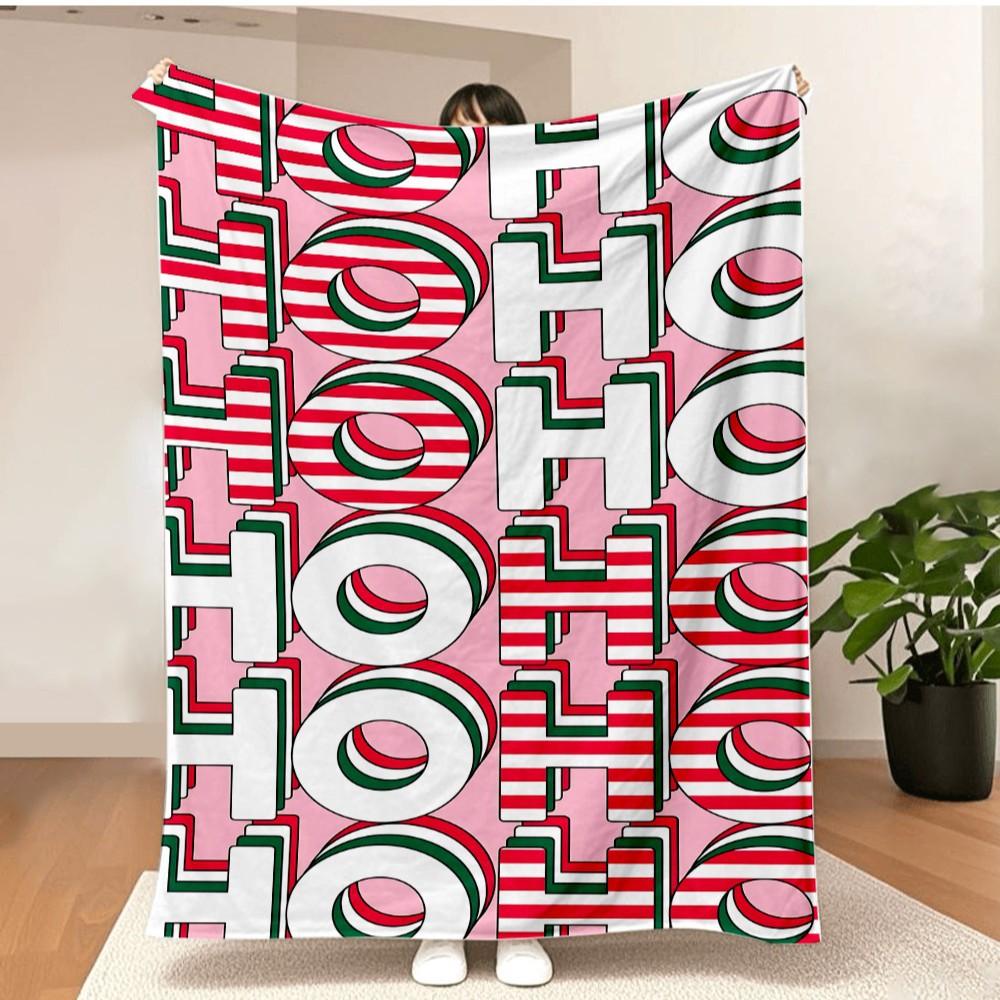 Merry Christmas Blanket Christmas Tree Gingerbread Man Red Flannel Blanket for New Year Christmas Gift for Family Nana Mon Dad