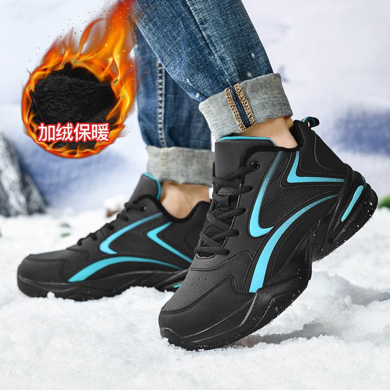 New autumn and winter sports shoes men's summer waterproof leather surface running casual student travel shoes men's shoes velvet large size