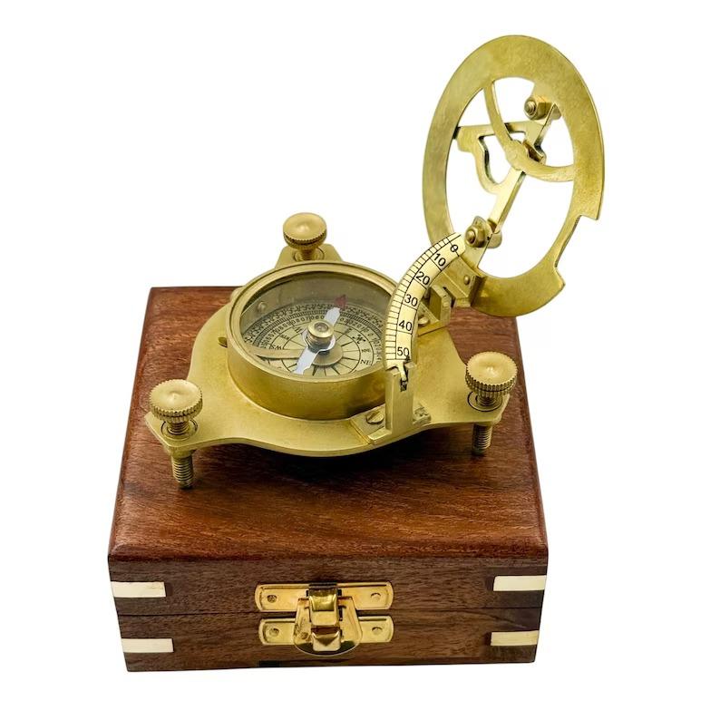 Personalised 3-inch Working Sundial Compass for Birthday |Engraved Sundial Birthday Gift for Him,Custom Birthday Sundial Compass for Husband