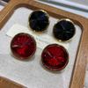 Round Burgundy Earrings Women'S French Exquisite Earrings Style Versatile Internet Celebrity Same Ear