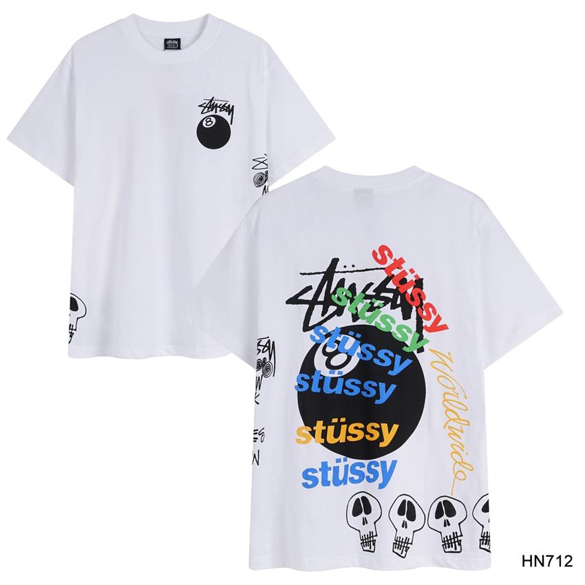 Stussy 2025 Sommer Neues Hochwertiges Rundhals-T-Shirt aus Baumwolle für Männer und Frauen Klassisches Logo mit neuem Musterdruck Paar-T-Shirt