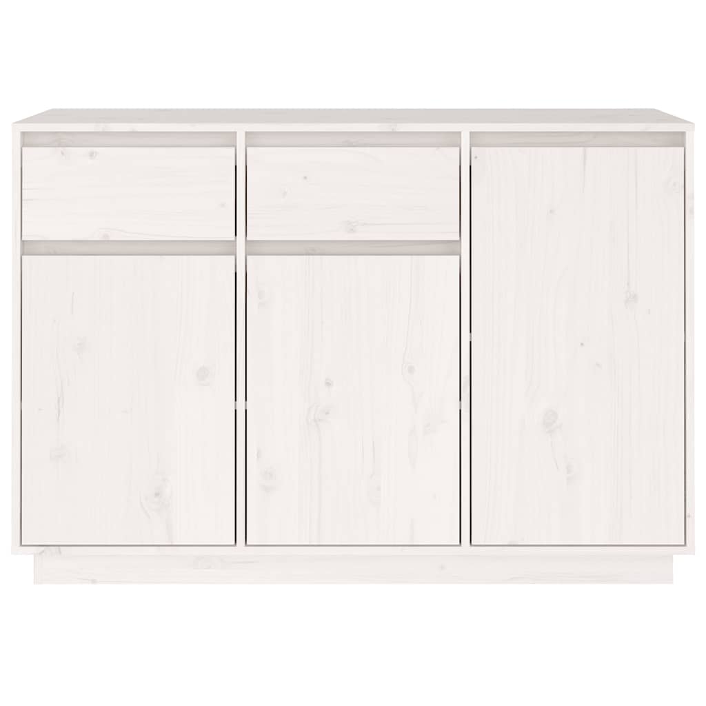 Sideboard White 110 x 34 x 75 cm Solid Pine Wood
