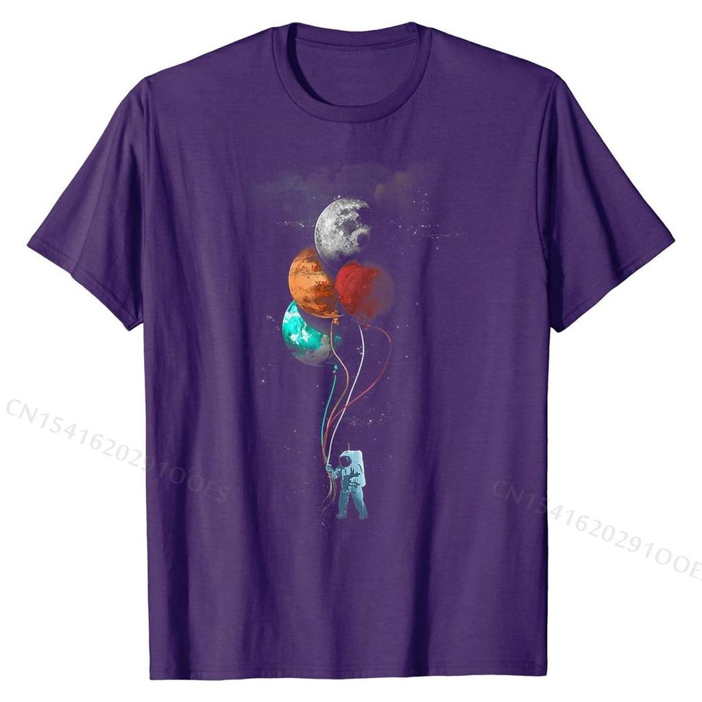 The Spaceman's Trip - Astronaut Space Planets Balloons T-Shirt Cotton Tops Shirts Design New  Summer T Shirt