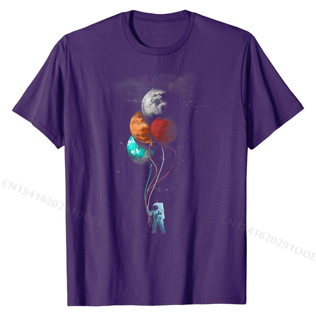 

Путешествие космонавта - Астронавт Космос Планеты Воздушные шары Футболка Хлопковые топы Дизайн рубашек Новая летняя футболка XL