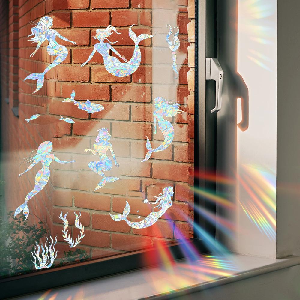 Unterwasserwelt Meerjungfrau Seetang Glastüren und Fenster Heimverschönerung Fensteraufkleber