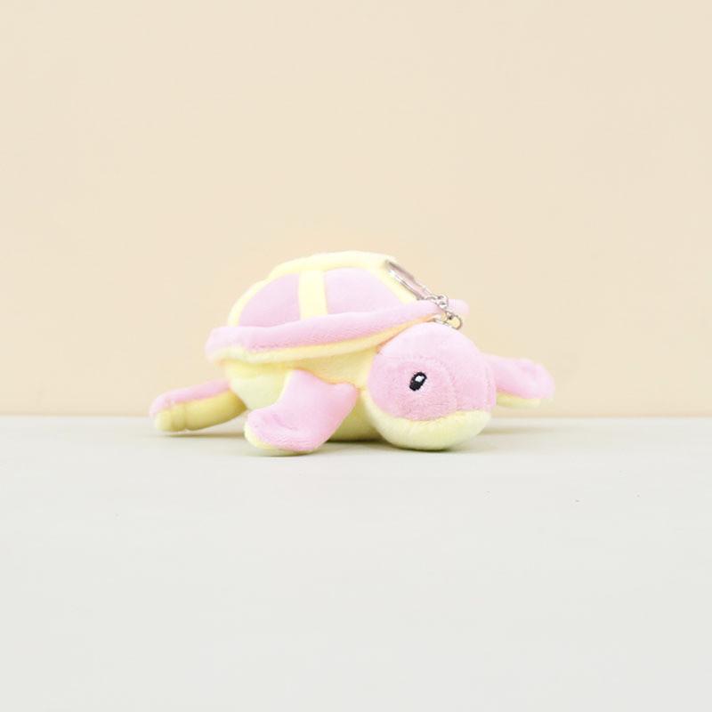 Charming Green And Pink Plush Turtle Keychain Cuddly Cartoon Toy For Kids