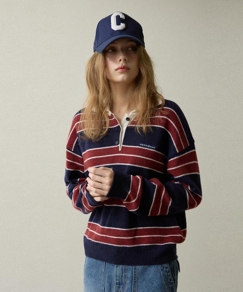 Opeundoeoseutyudio Color Stripes Knit Navy