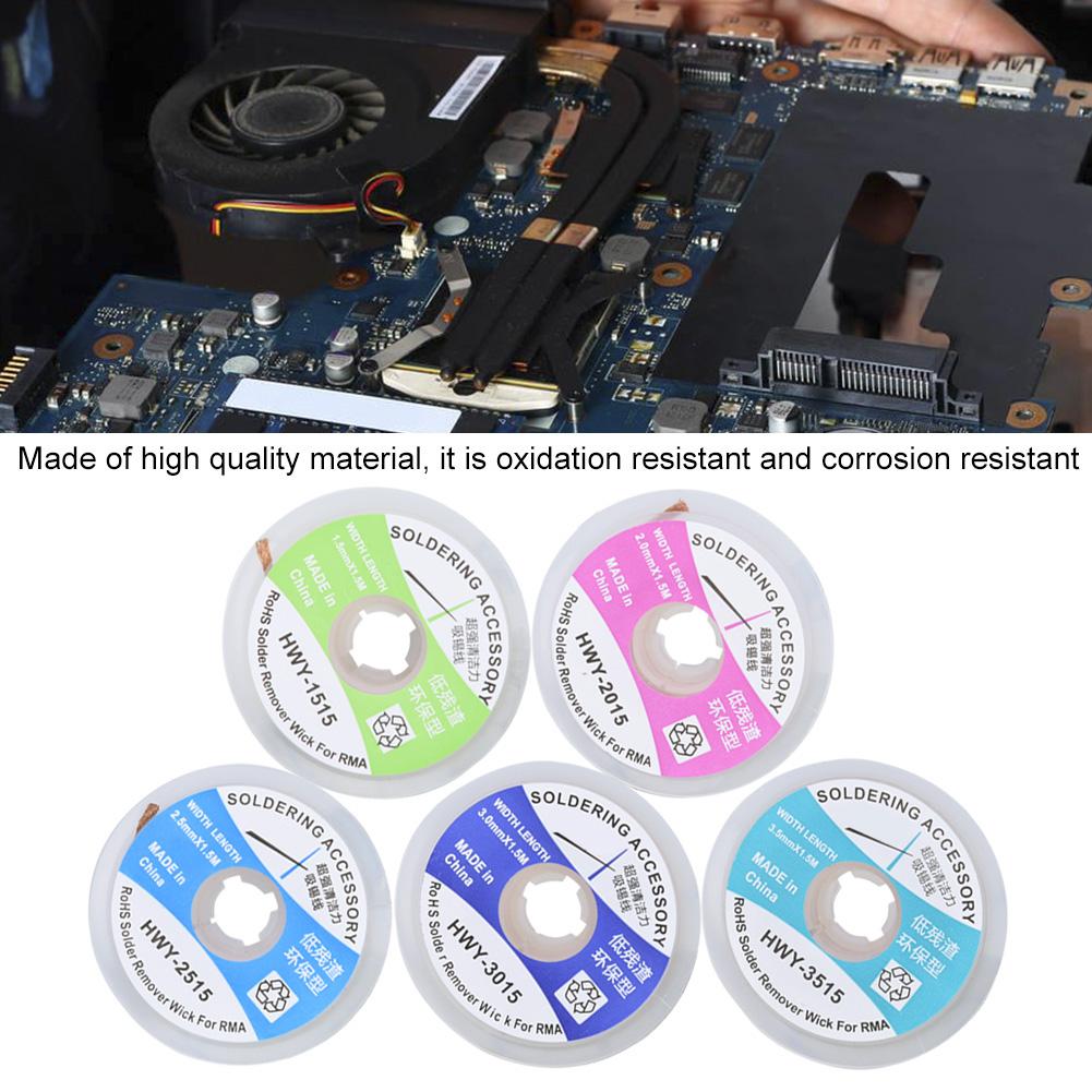 5 Stück Lötdocht Entlötlitze Geflecht Lötzinnentferner Saugnapf 1,5 m