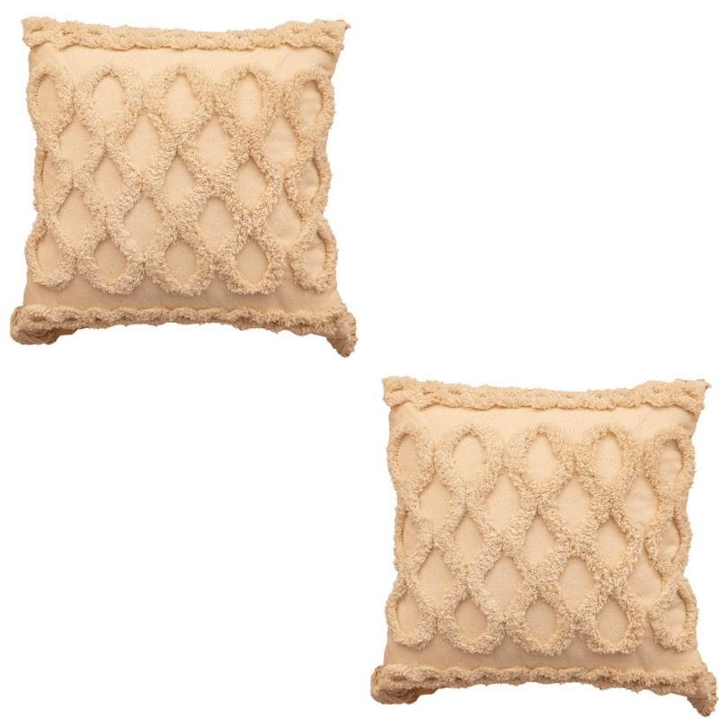 Pack of 2 Faux Wool Throw Pillow Covers 18x18 Inches Decorative Farmhouse Velvet Couch Pillow Case Soft Plush Square Boho Cushion Pillowcase