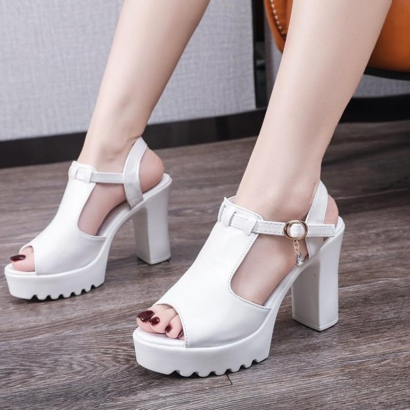 

Лидер продаж, европейская женская летняя обувь, босоножки на высоком каблуке с босоножками на платформе, повседневная обувь на платформе для вечеринок, новый черный размер 42