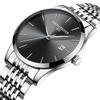 Men's Hong Kong-Style Ultra-Thin Quartz Wristwatch with Steel Band and Calendar