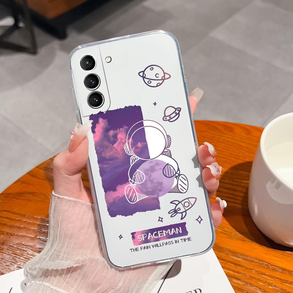 For Samsung S21 FE Plus Ultra Phone Case Ink Painting Soft TPU Clear Silicone Anti Drop Back Cover For Galaxy S 21 Funda Bumper