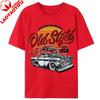 Unisex Retro Auto T-Shirt Altes Stahlmuster Print Shirt Vintage Stil Lässige Passform Maschinenwaschbar Rundhals Ropa Hombre