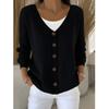 Women Single Breasted V-neck Long Sleeve Sweater Cardigans Coats Long Sleeve Knitted Outerwear Jackets