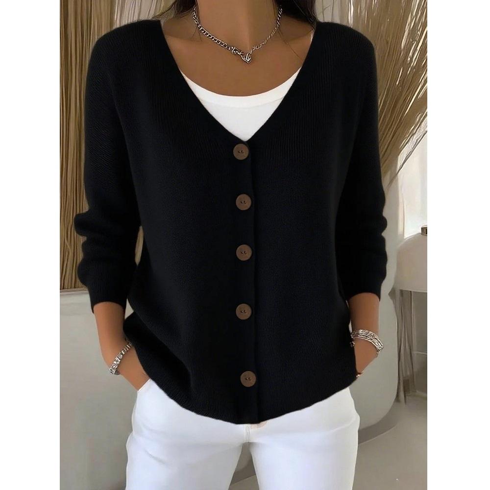 Women Single Breasted V-neck Long Sleeve Sweater Cardigans Coats Long Sleeve Knitted Outerwear Jackets