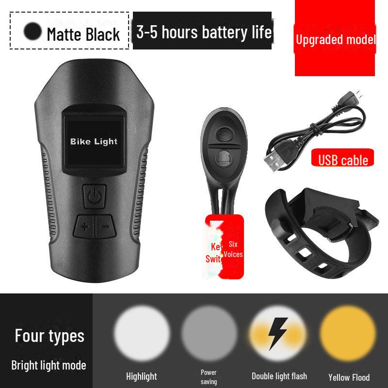 Rechargeable Waterproof USB Night Cycling Light with Speaker and Stopwatch, Strong Headlight.